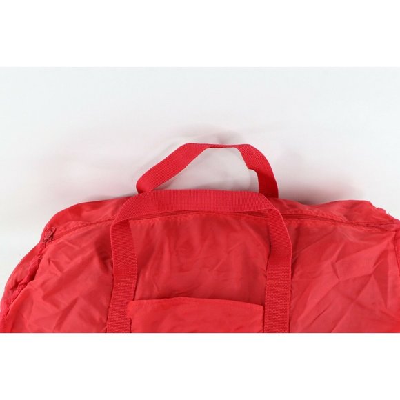 Vtg 90s Pizza Hut Striped Spell Out Handled Duffel Gym Bag Carry On Red Nylon - Picture 3 of 9